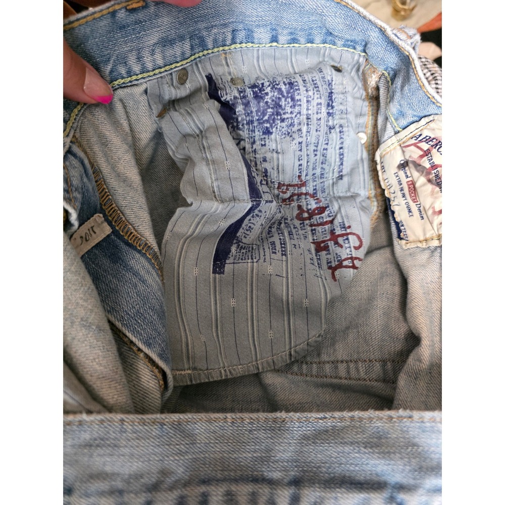 Vintage 2000s Y2K Abercrombie & Fitch Distressed Bootcut Jeans Light Wash 36x34 - Picture 9 of 9